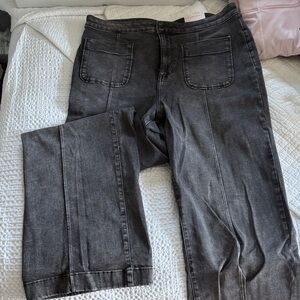LC Lauren Conrad Black Washed Wide-Leg Jeans